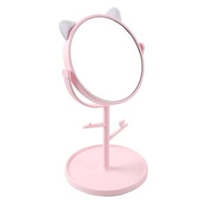 Kitty Makeup Mirror with Jewelry Tray Pink